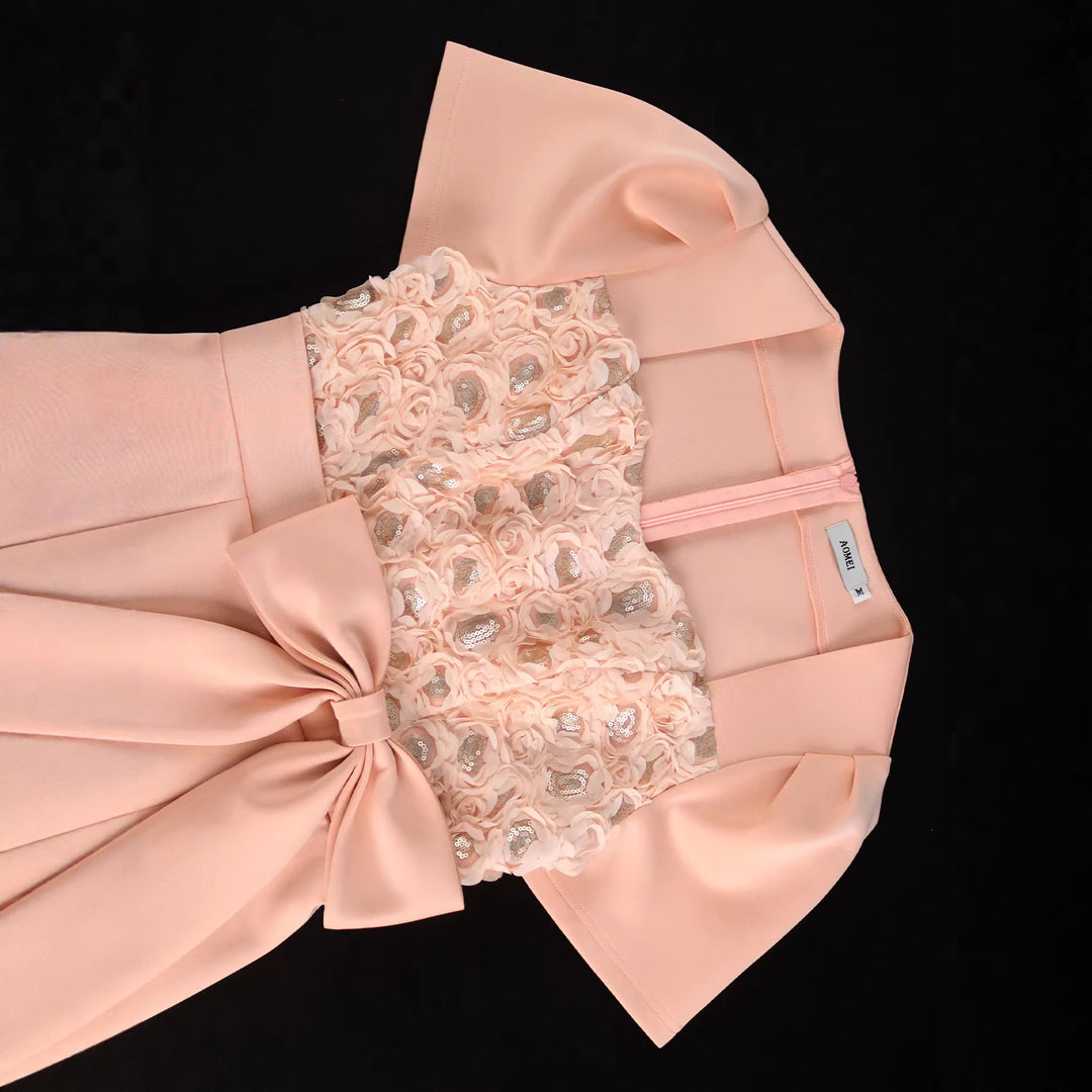 Damen Elegantes Verziertes Midi-Kleid mit Schleifenakzent Echo Archiv