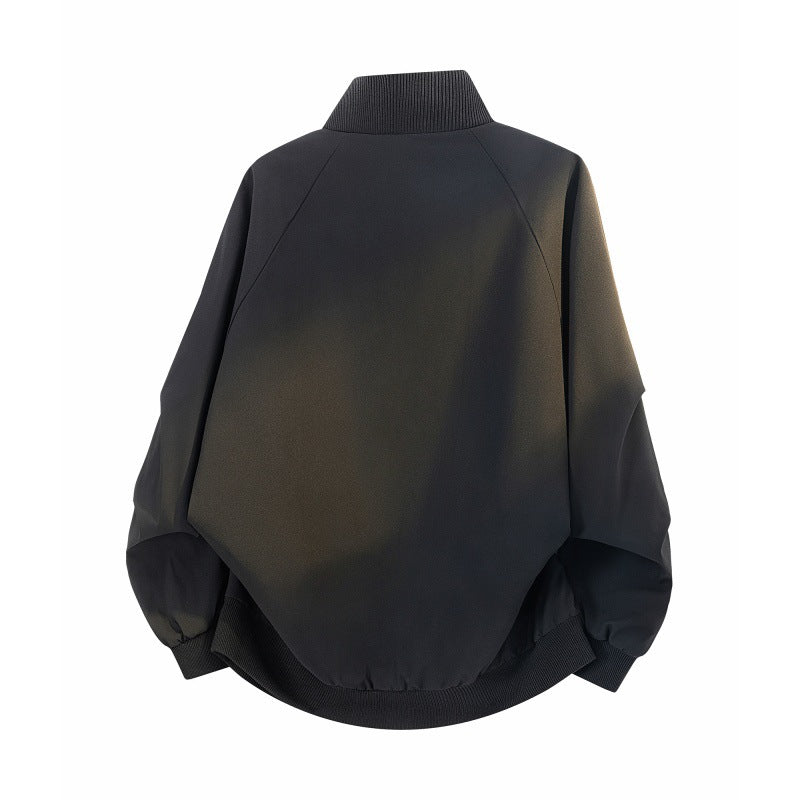 Damen Oversize Harrington-Bomberjacke mit Ballonärmeln, verdecktem Reißverschluss & gerippten Abschlüssen Echoarchiv