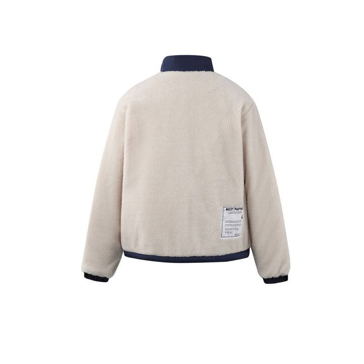 Herren Teddy-Fleecejacke mit Stehkragen, durchgehendem Reißverschluss und Kontrastbesatz Echoarchiv