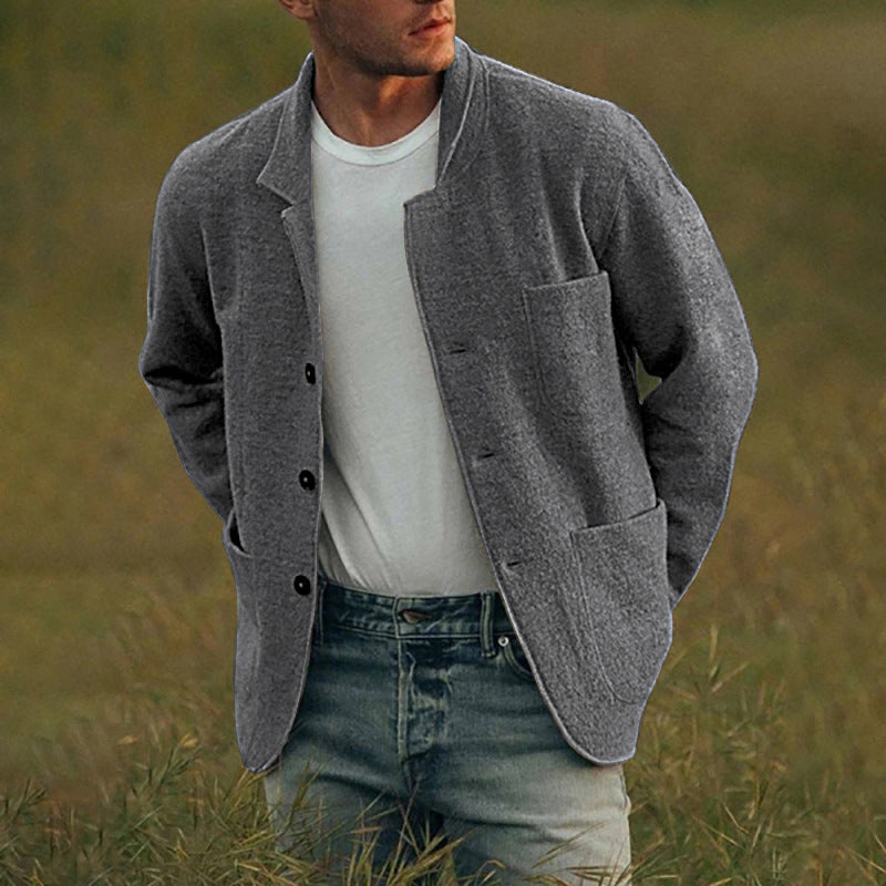 Herren elegante Cardigan-Jacke im entspannten Schnitt mit praktischen Taschen Echoarchiv