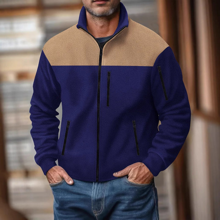 Herren Fleecejacke mit stylischem Farbdreieck-Design Echoarchiv