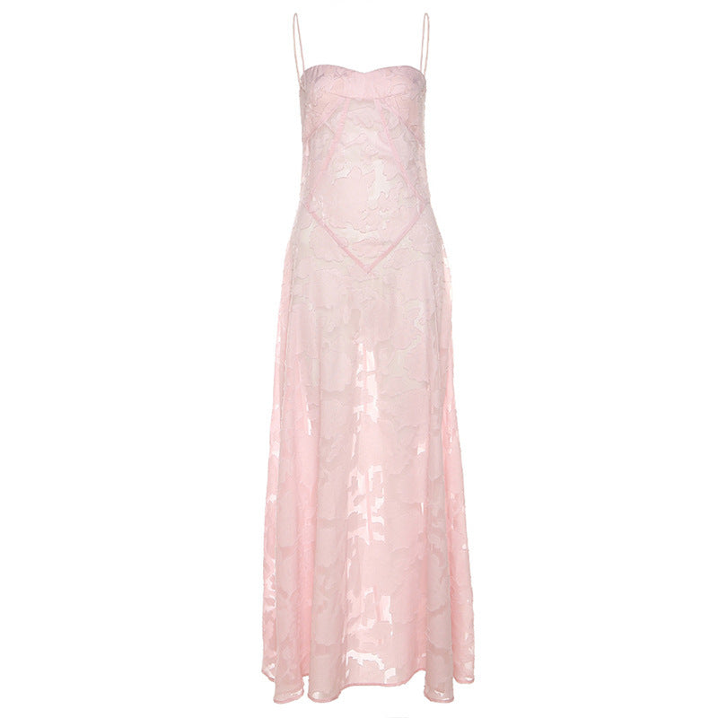 Damen Maxikleid mit transparentem Oberteil und feinem Spitzenmuster Echo Archiv