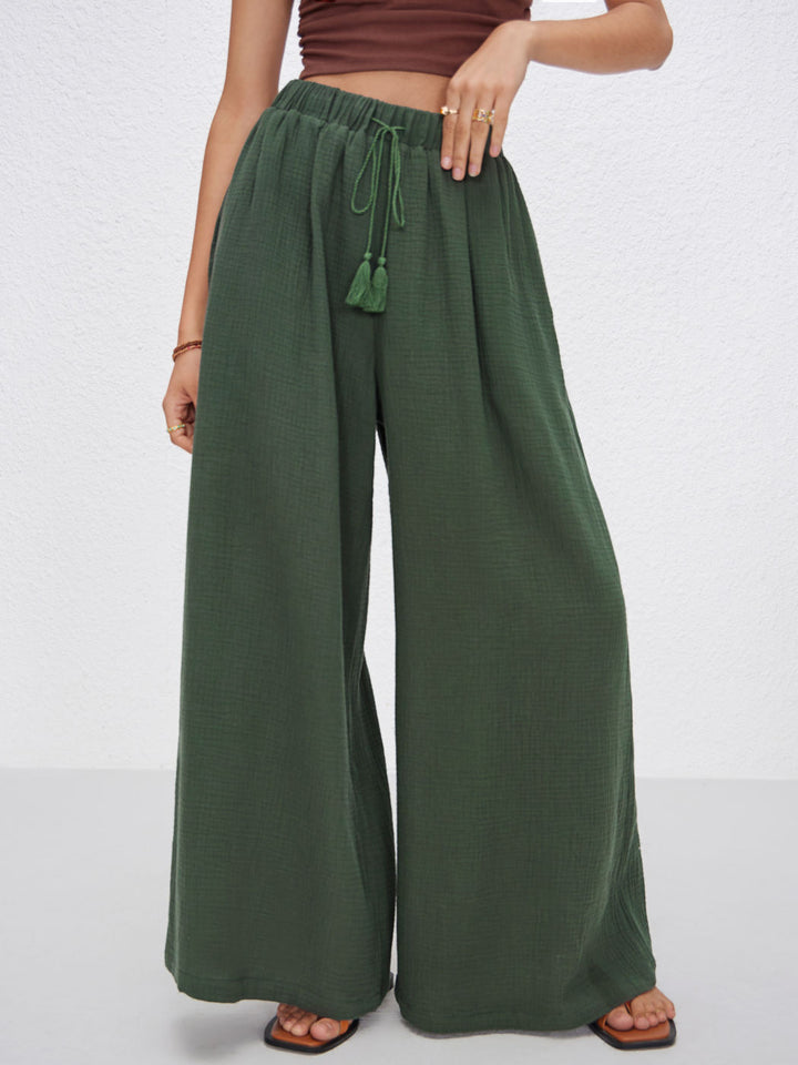 Damen weite Sommerhose im lässigen Boho-Stil mit elastischem Bund und seitlichen Taschen Echo Archiv