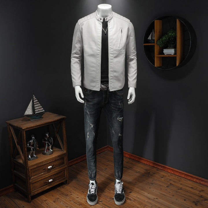 Herren modische Lederjacke mit Reißverschluss Echo Archiv