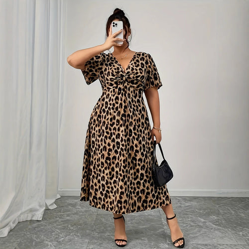 Damen Maxikleid mit raffiniertem Knotendesign und modernem Tiermuster Echo Archiv