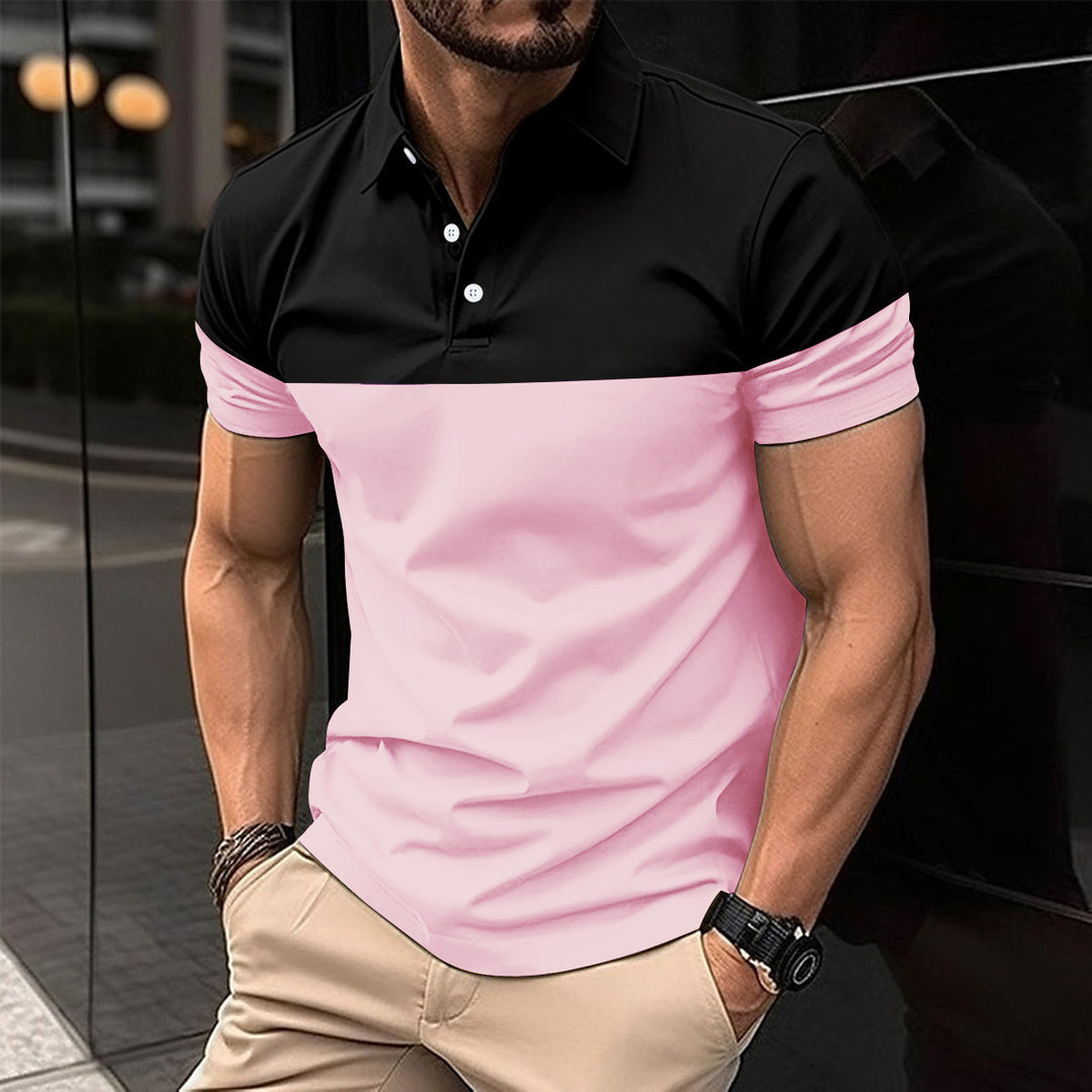 Herren modisches Kurzarm-Polohemd mit Kontrastdetails und atmungsaktiven Eigenschaften Echoarchiv