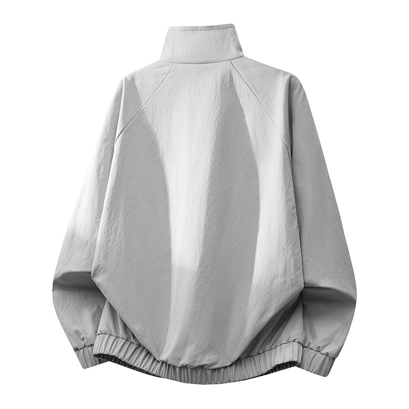 Ultra-leichtgewicht Herren-Windbreaker-Jacke mit Stehkragen, elastischem Saum und verdeckten Druckknopf-Taschen – Taviero
