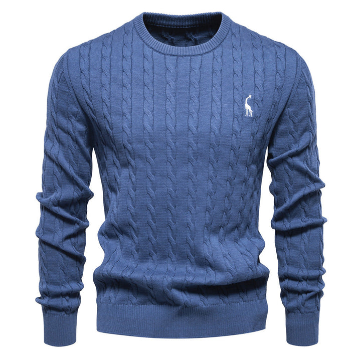 Herren Strickpullover mit Zopfmuster und Rundhalsausschnitt – Norvane