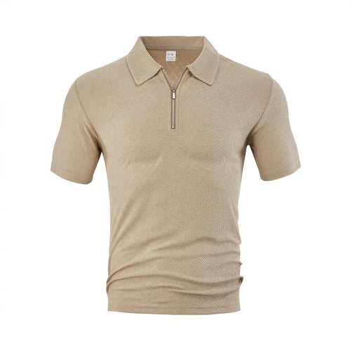 Herren sportliches Kurzarm-Polohemd mit Reißverschluss und strukturiertem Design Echoarchiv