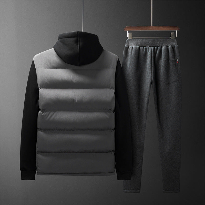 Herren Wattierte Kapuzenweste mit Fleecefutter und schmal geschnittene Jogginghose Set Echo Archiv