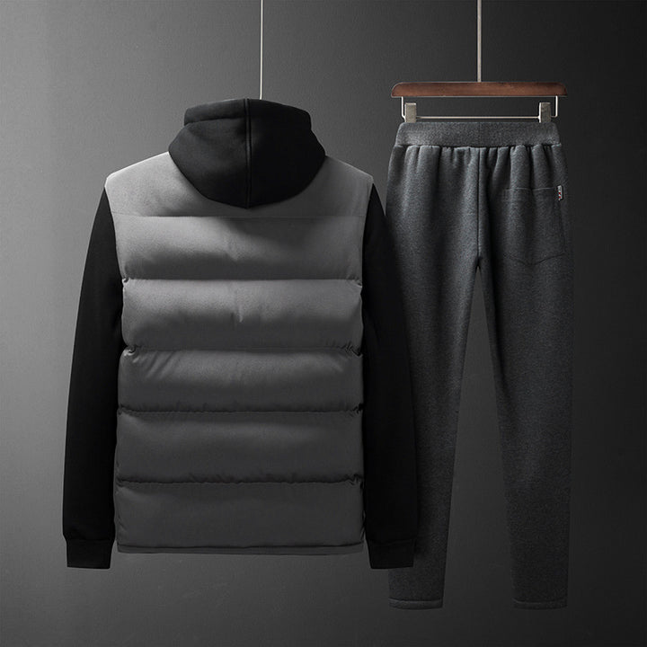 Herren Wattierte Kapuzenweste mit Fleecefutter und schmal geschnittene Jogginghose Set Echo Archiv
