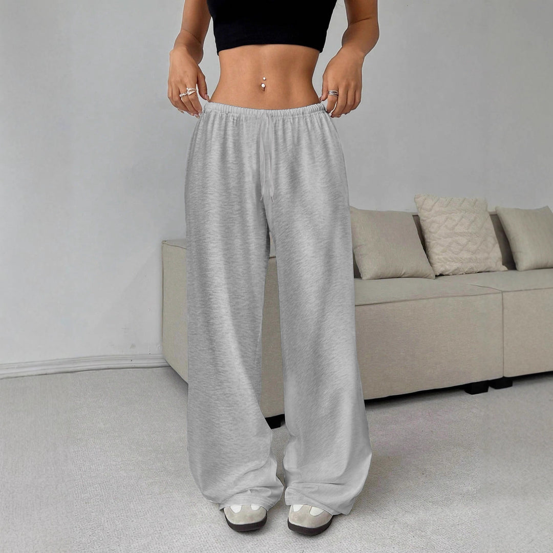 Damen weiter Highwaist Palazzo-Jogger mit elastischem Komfortbund, Kordelzug und seitlichen Eingrifftaschen – Avélisse