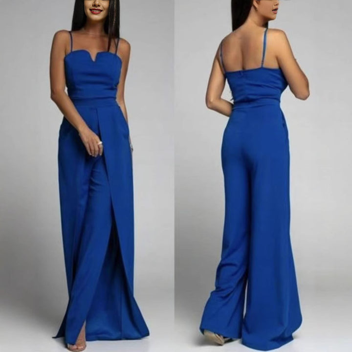 Echoarchiv | Hohe Taille Schlitz Fließender Breiter Bein Cami Jumpsuit