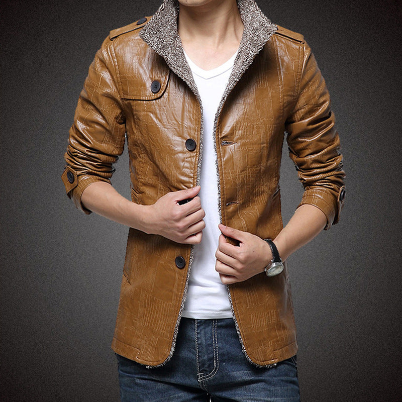 Herren Kunstlederjacke mit warmem Innenfutter Echoarchiv