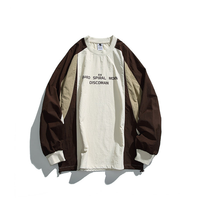Unisex Weitgeschnittenes Colorblock-Langarmshirt aus leichter Nylon-Mischung mit Raglanärmeln und Brustprint Echo Archiv