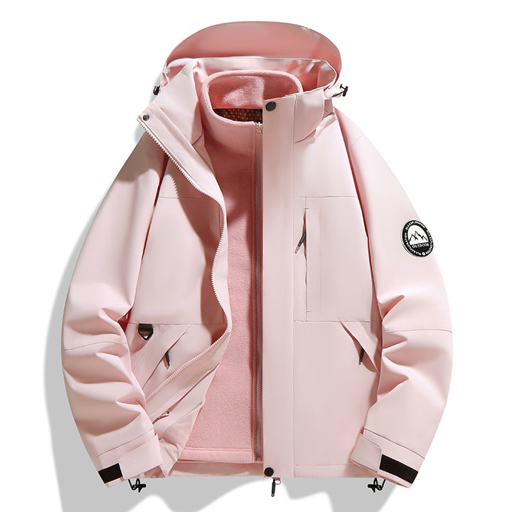 Damen zweilagige Softshell-Outdoorjacke mit herausnehmbarer Fleece-Innenjacke und Kapuze Echo Archiv