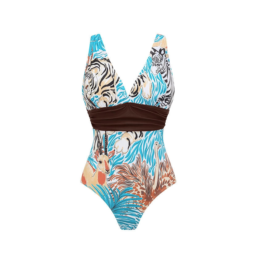 Damen Einteiler Badeanzug mit tierischem Print und eleganter Taillierung Echo Archiv