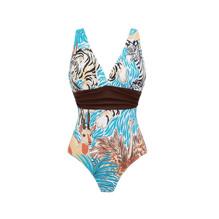 Damen Einteiler Badeanzug mit tierischem Print und eleganter Taillierung Echo Archiv