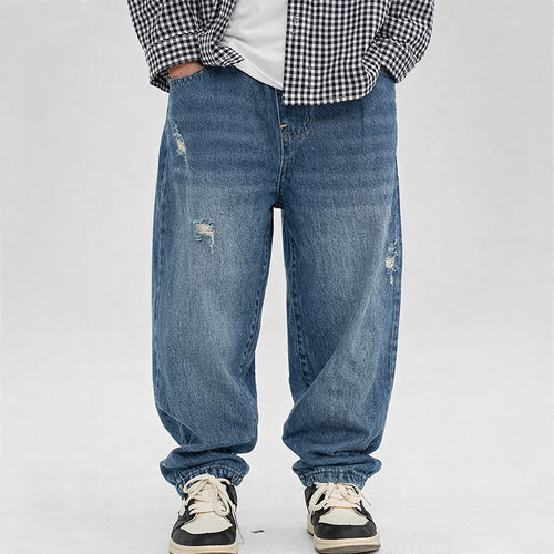 Unisex lässige weit geschnittene Jeans mit elastischem Bund Echo Archiv