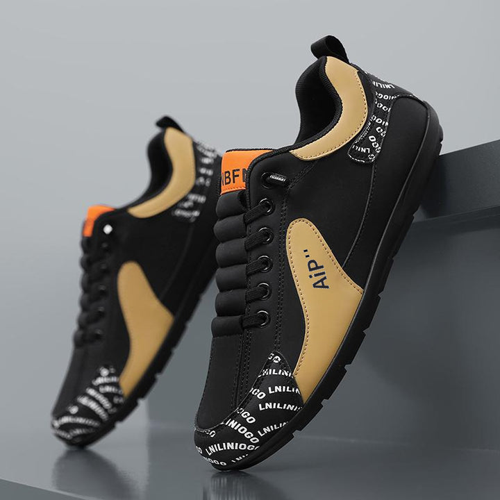 Herren Moderner Low-Top Lederimitat-Sneaker mit gepolstertem Schaft und profilierter Gummisohle Echoarhiv – Norré