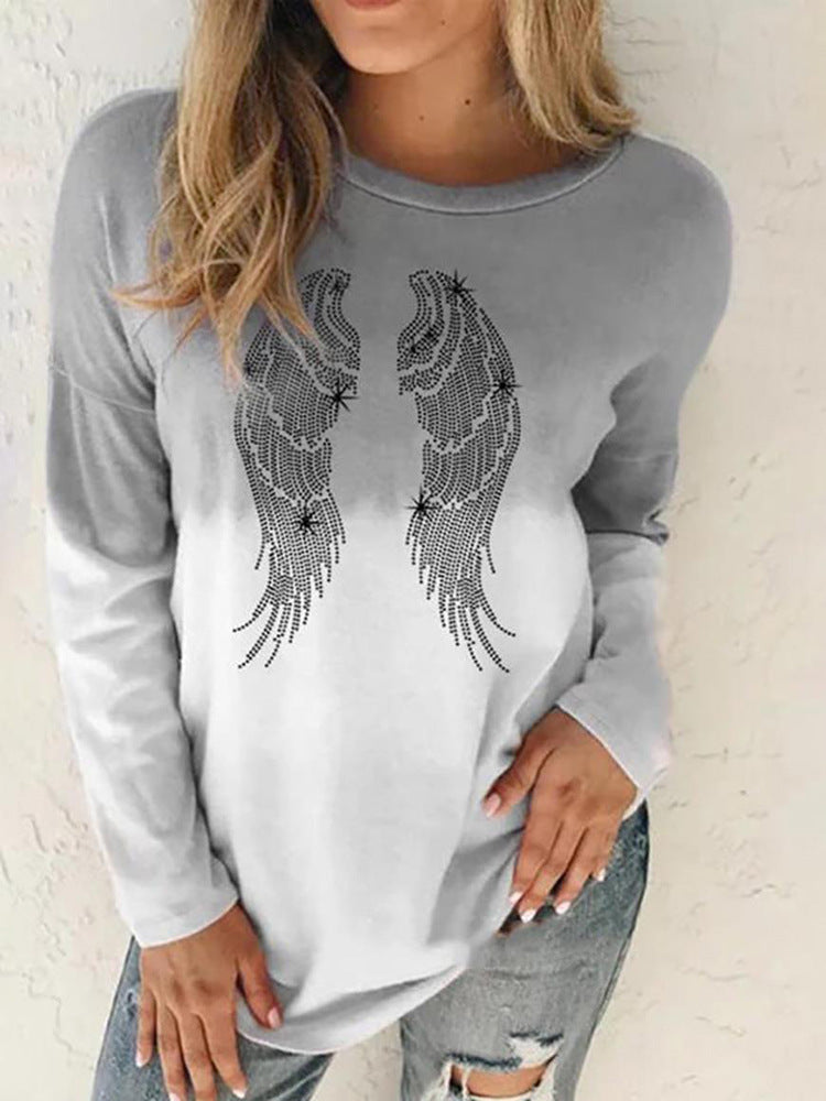 Damen Langärmeliges Oversize-Sweatshirt mit abstraktem Aquarell-Mosaikprint – Avérine