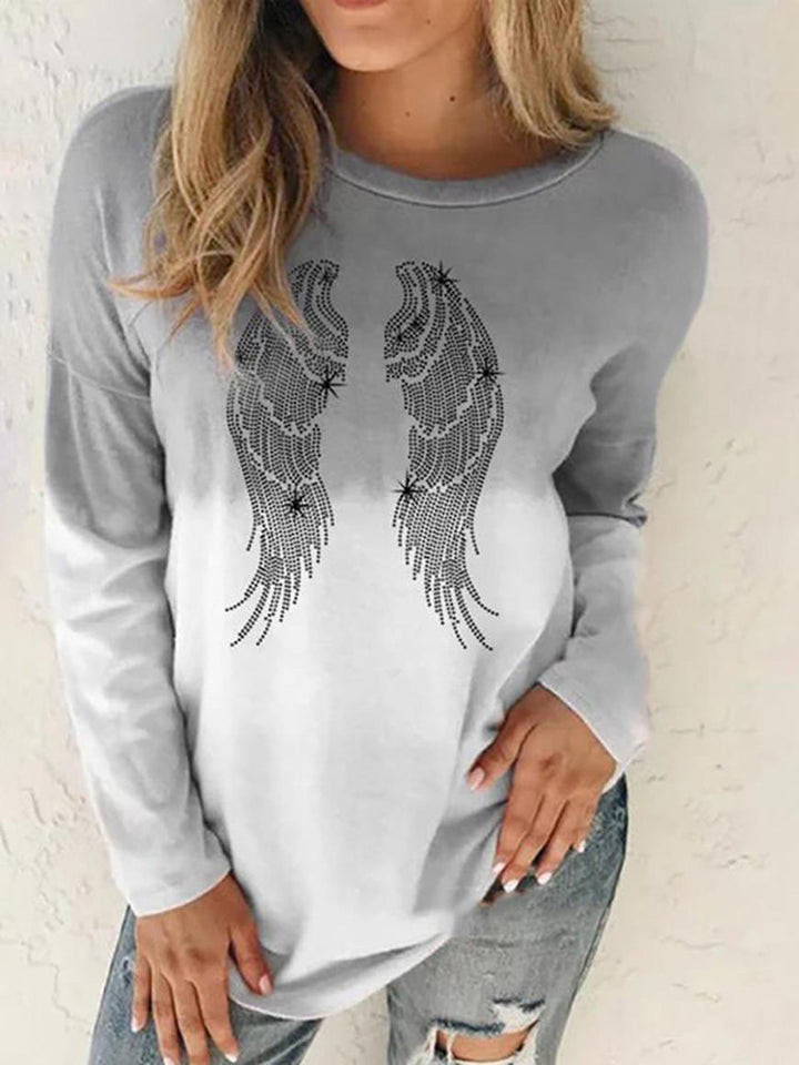 Damen Langärmeliges Oversize-Sweatshirt mit abstraktem Aquarell-Mosaikprint – Avérine