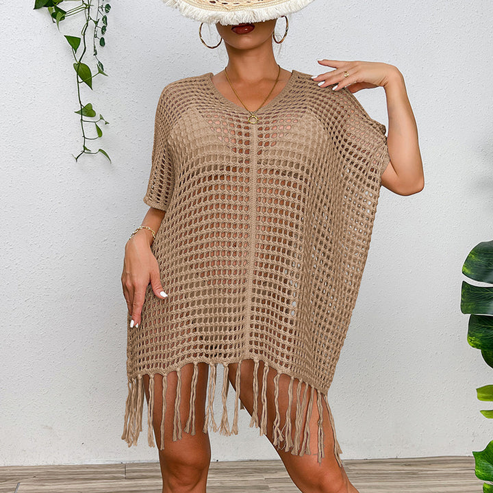 Damen Häkel-Strandtunika mit Fransen und transparentem Design Echo Archiv