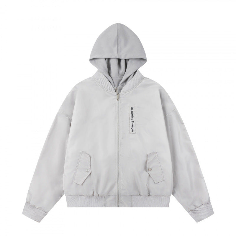 Unisex Oversize Kapuzen-Blousonjacke mit Rippbündchen und Pattentaschen Echo Archiv