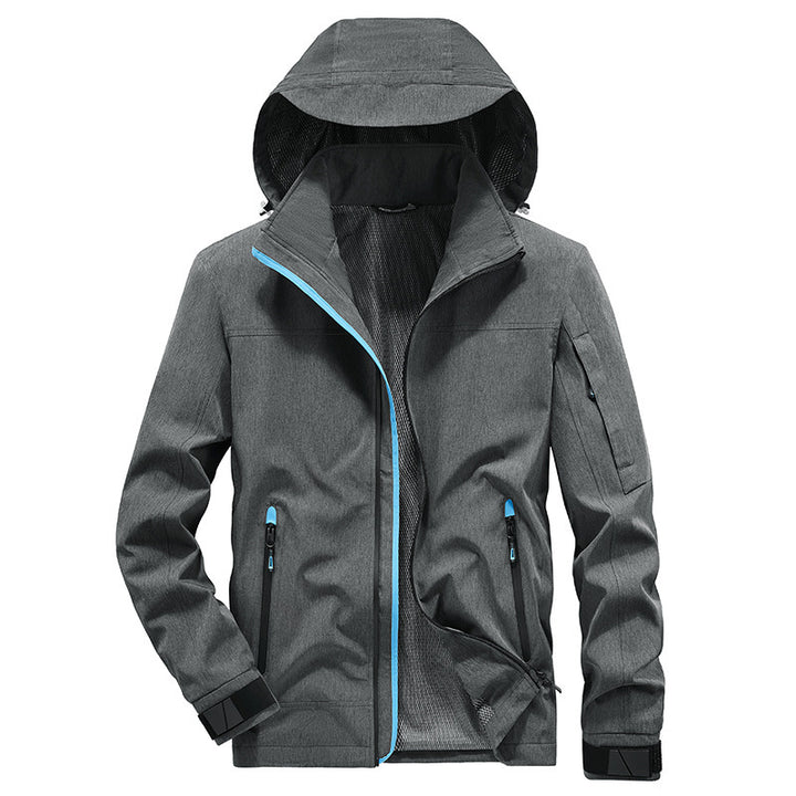 Herren Atmungsaktive Softshell-Outdoorjacke mit Kapuze, verschweißten Reißnähten und Ärmel-Tasche Echo Archiv