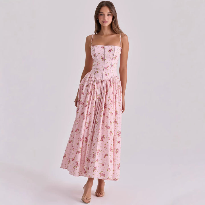 Damen Blumiges Midi-Kleid mit raffiniertem Schnitt Echo Archiv
