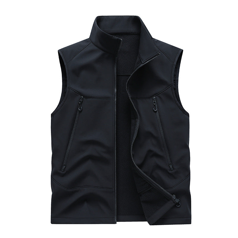 Herren Wasserabweisende Softshell-Weste mit Stehkragen, Reißverschlusstaschen & Atmungsaktivem Futter Echoarchiv
