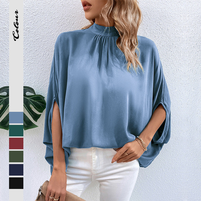 Damen Elegante Bluse mit Stehkragen und Seitenschlitzen Echo Archiv