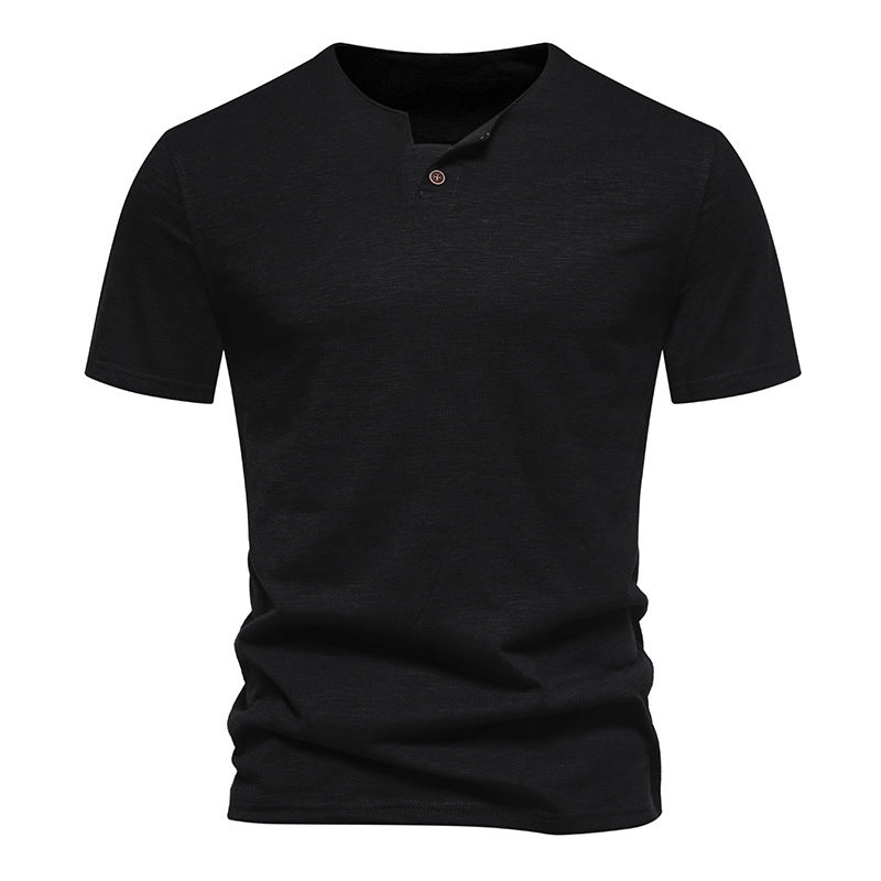 Herren Kurzarm-Henley-Shirt mit modernem Stehkragen und hochwertiger Baumwollqualität Echoarchiv