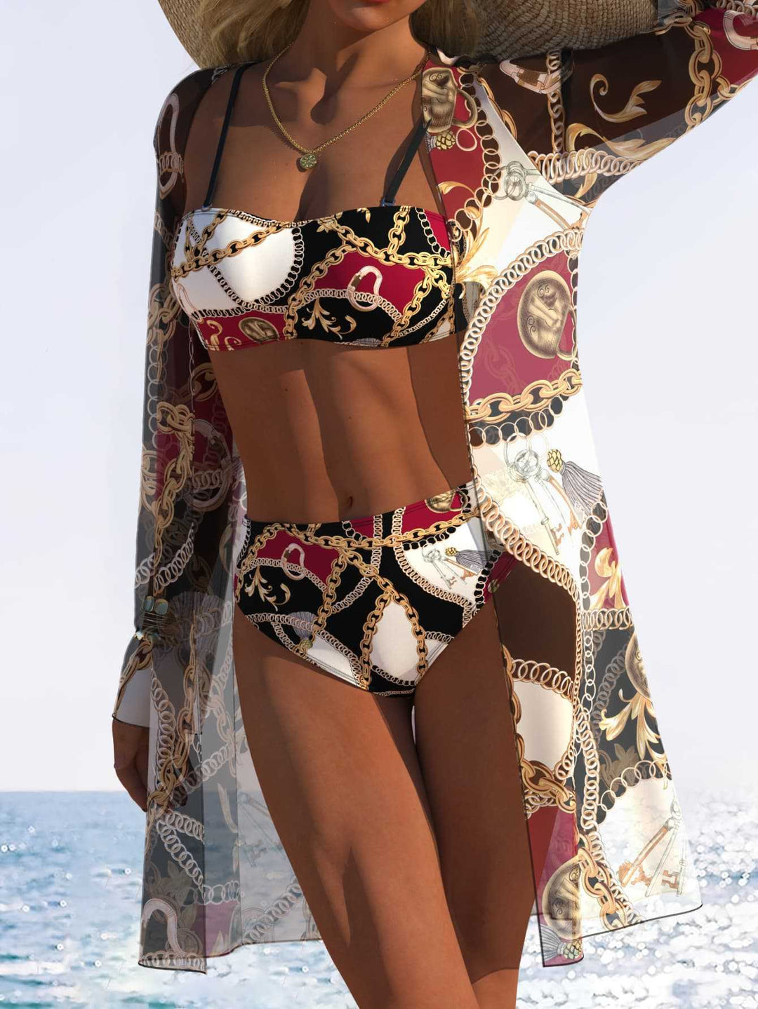 Damen Bikini-Set mit elegantem Bandeau-Oberteil und komfortablem Hochschnitt Höschen Echo Archiv