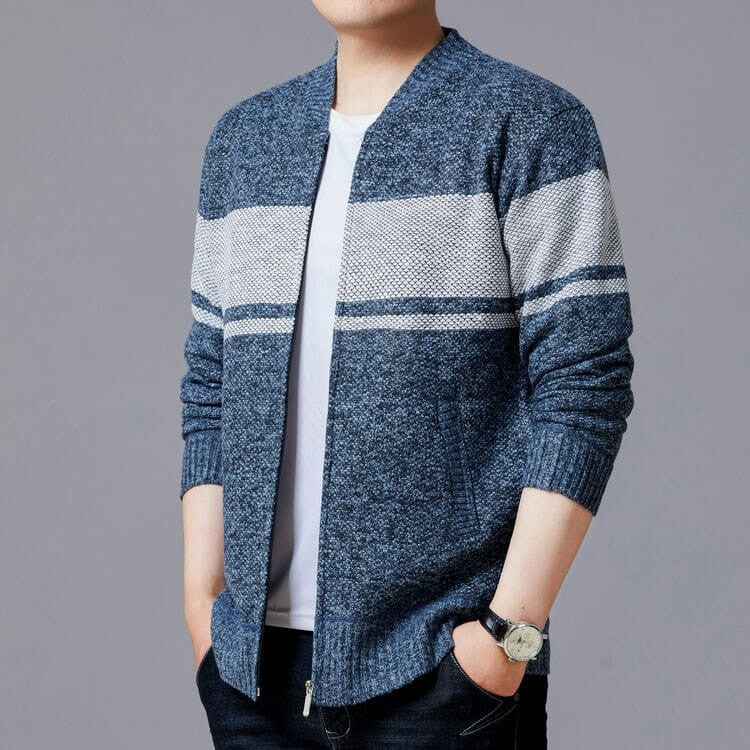 Herren Strickjacke mit modernem Zipper und strukturiertem Design Echoarchiv