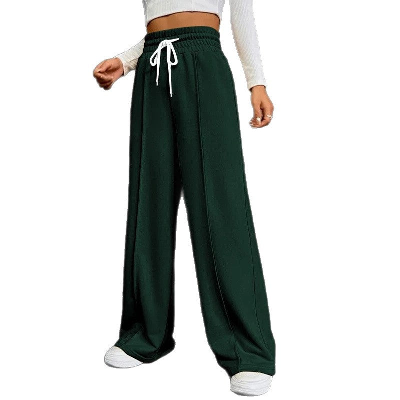 Damen weite High-Waist Palazzo-Jogginghose mit Kordelzug und Bügelfalte – Avélisse