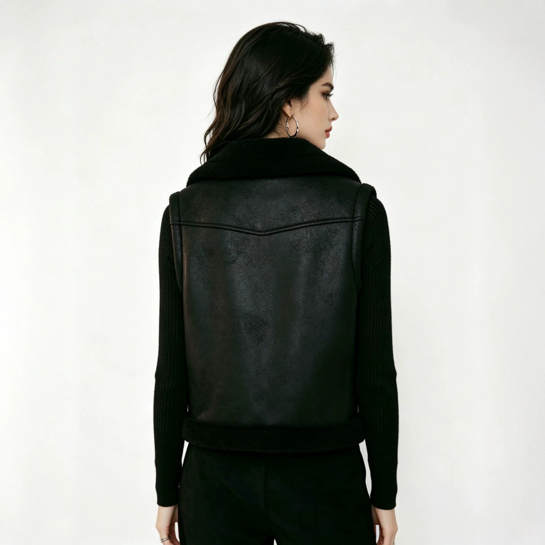 Damen Modische Weste aus Kunstleder Echo Archiv
