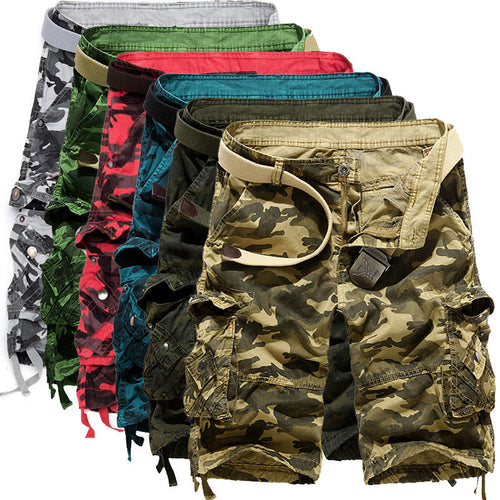 Herren Camo Cargo-Shorts mit mehreren Taschen und verstellbarem Bund Echoarchiv