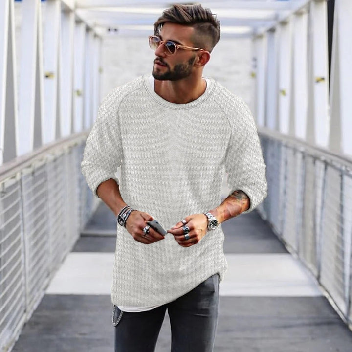 Herren lässiger Pullover mit innovativem Strickmuster Echoarchiv