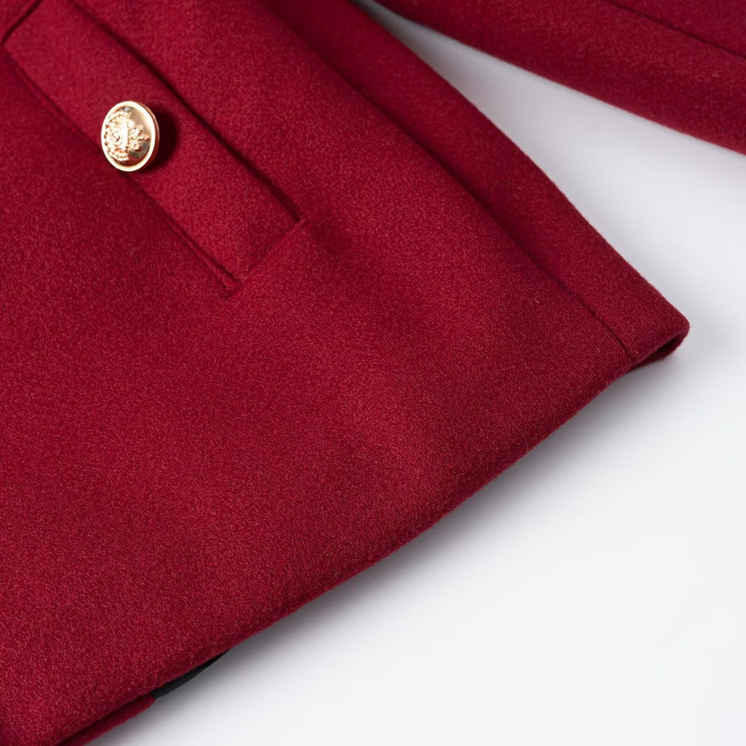 Damen Kurzjacke im Boxy‑Schnitt mit Rundhals und goldenen Zierknöpfen Echoarchiv