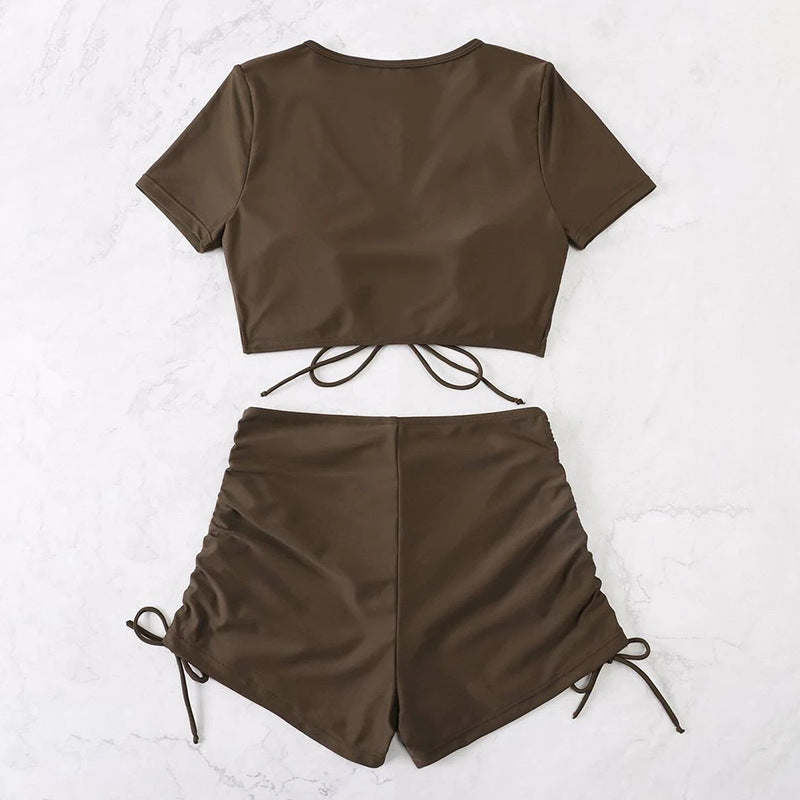 Damen Cropped Top mit dekorativen Rüschendetails und hohem Bund Echo Archiv