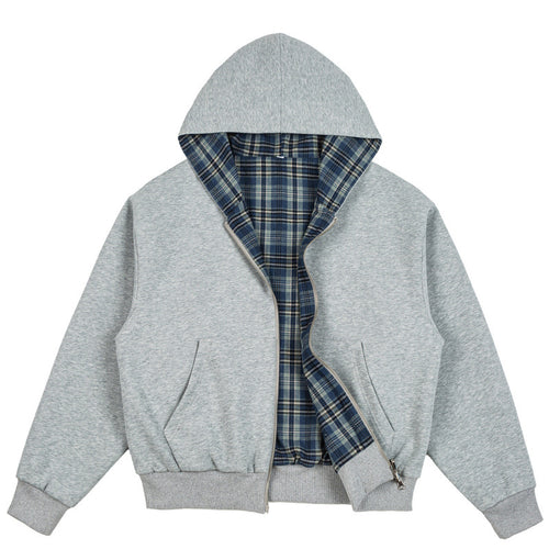 Unisex Gefütterte Kapuzen-Bomberjacke mit karierter Flanell-Innenfütterung und robustem Reißverschluss Echo Archiv