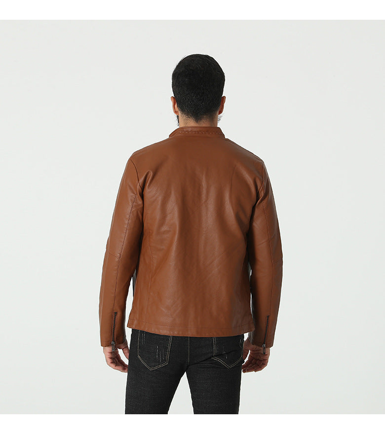 Herren modische Kunstlederjacke mit elastischem Kragen Echoarchiv