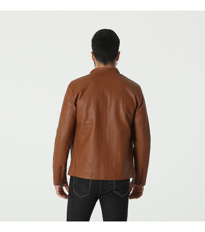 Herren modische Kunstlederjacke mit elastischem Kragen Echoarchiv