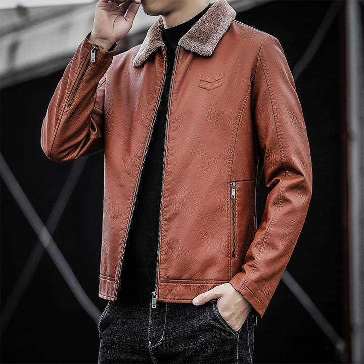 Herren Kunstlederjacke mit weichem Kragen Echo Archiv