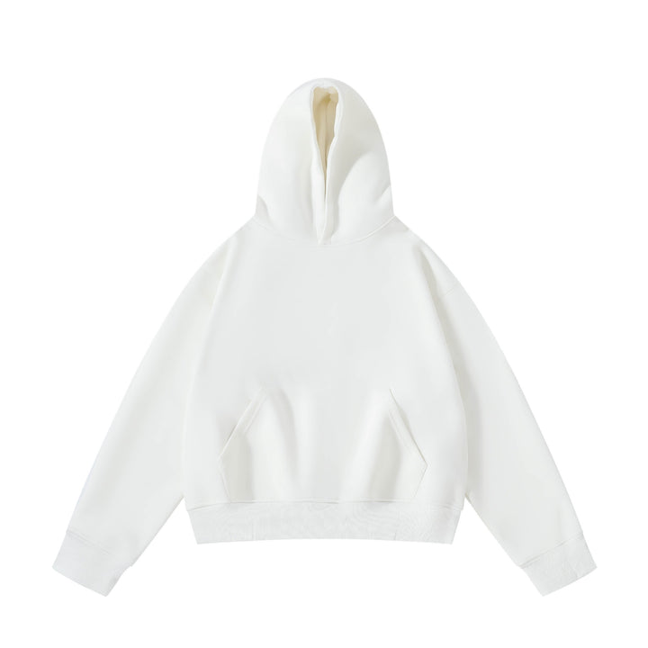 Unisex schwerer Oversize-Kapuzenpullover mit doppellagiger Kapuze Kängurutasche und breitem Rippbund Echo Archiv