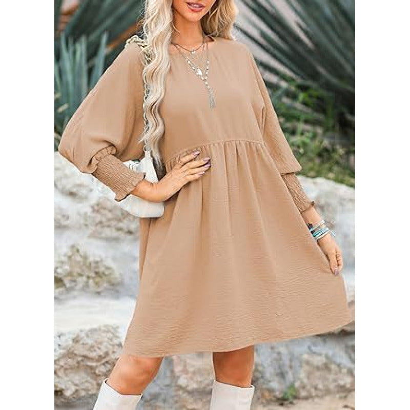 Damen Lockeres Babydoll-Kleid mit Ballonärmeln und geraffter Taille Echo Archiv