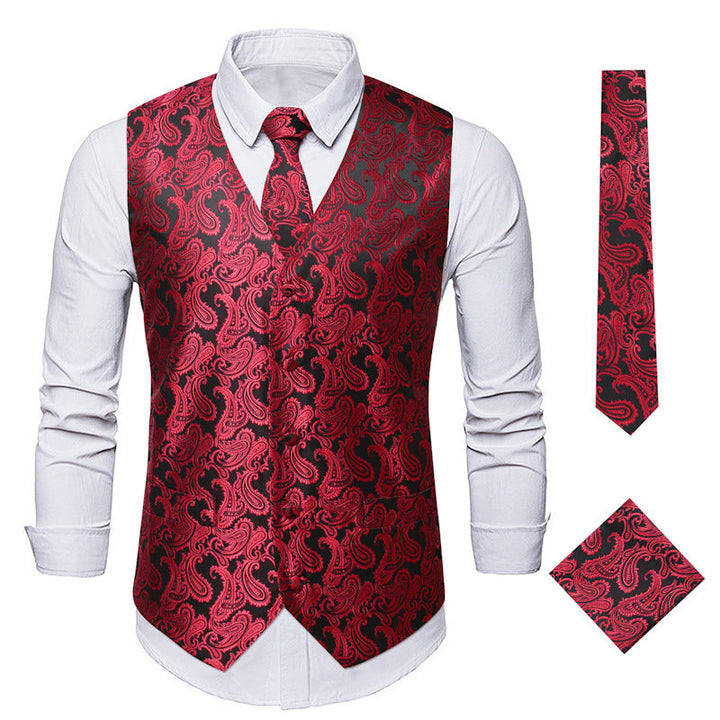 Herren elegante Anzugweste mit eleganten Paisley-Muster und passendem Zubehör Echoarchiv