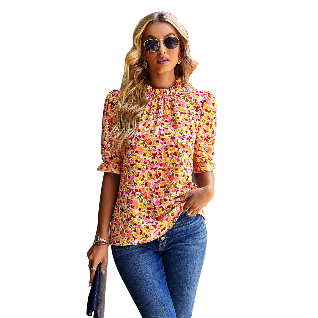 Damen Bluse mit floralem Muster und modernen Puffärmeln Echo Archiv