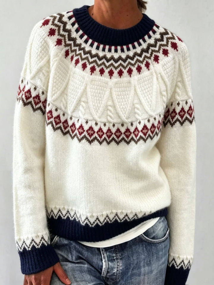 Damen Rundhalsausschnitt Norweger-Pullover mit Fair-Isle-Jacquard – Mavelle